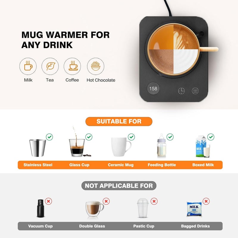 Lesipee Coffee Mug Warmer, Electric Coffee Warmer with Auto Shut Off for Office Desk, Candle Warmer with 3 Temperature, Beverage Warmer for Cocoa, Birthday Gifts - Image 4